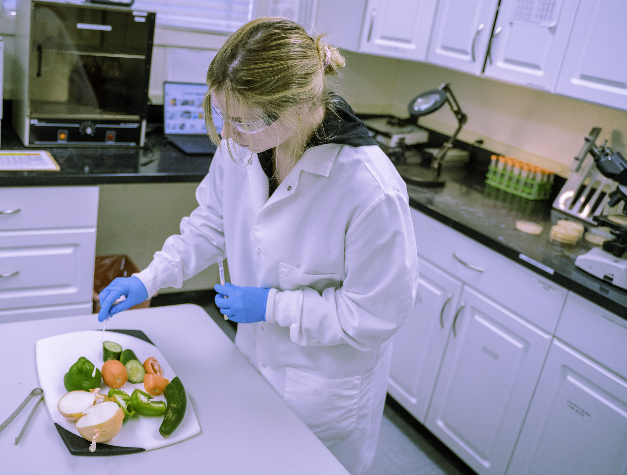 Food science laboratory in Honolulu Hawaii with researchers conducting food safety and quality testing